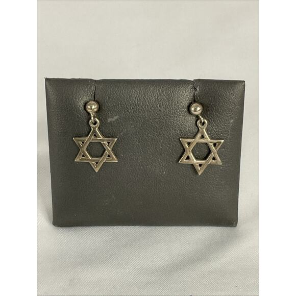 VTG VINTAGE STAR OF DAVID STERLING SILVER PREMIER DESIGNS EARRINGS - Picture 2 of 5